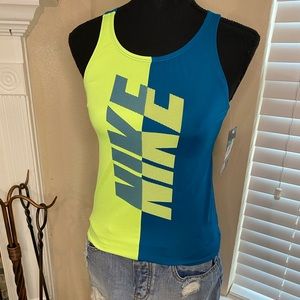 Girls Nike Swimwear Racerback Lime Green and Teal Top